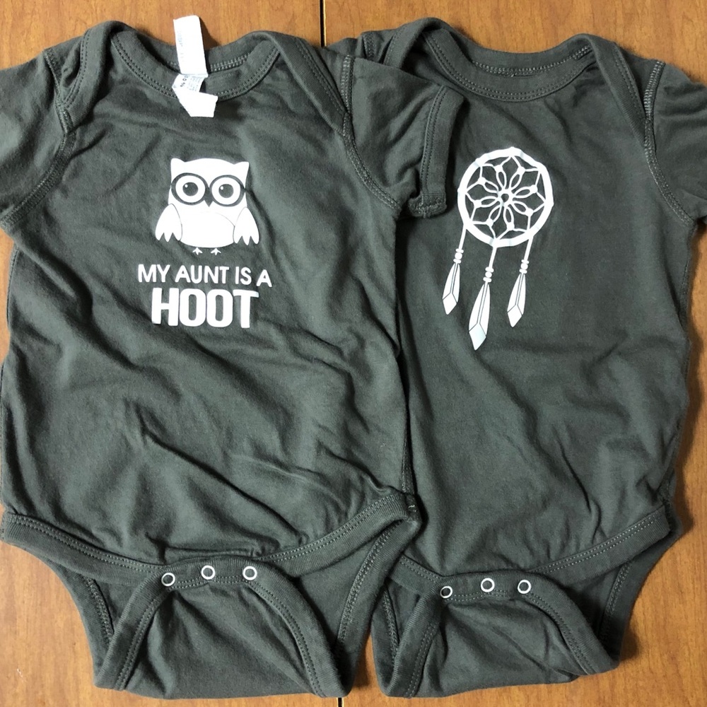 2 Pack Graphic Short Sleeve Onsie Sz 12 Mons NWOT